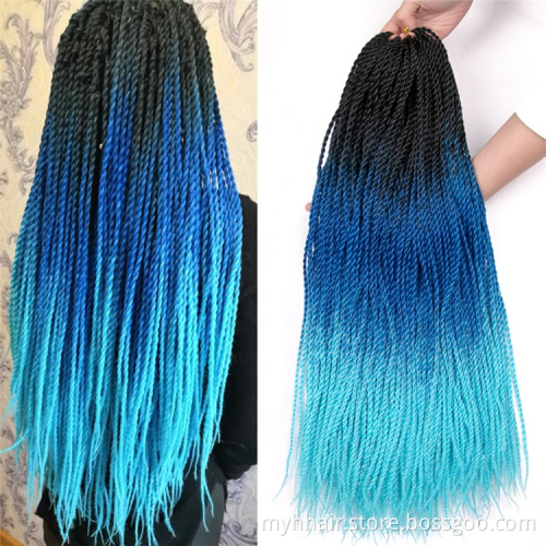 Ombre Senegalese Twist Crochet Braids 24 Inch 30 Roots/Pack Synthetic Hair for Women Twist Braiding Hair Extension